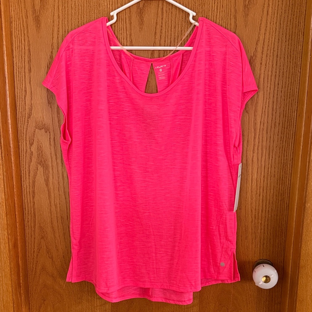 NWT LAYER8 neon pink Breath Tee Sz 2X